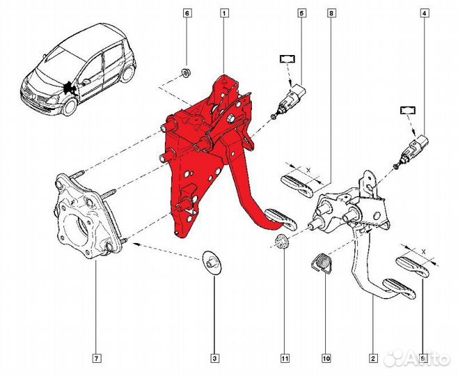 Педаль тормоза Renault Logan 2 L8 K7M812 2016