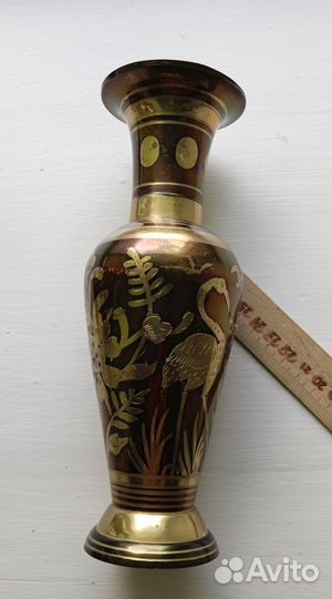 Винтажная ваза, латунь 2 шт, шкатулки деревянные