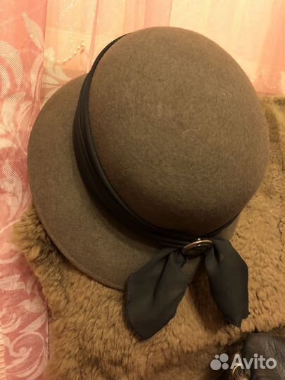 Женские шляпки новые фетр драп натуральная кожа