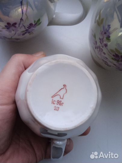 Два чайника и молочник фарфор дулево