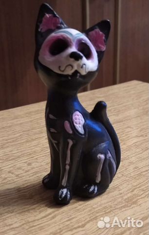 Статуэтка кошка (в стиле Sugar Skull)