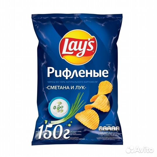 Опт - Чипсы LAY'S Рифленые Сметана и Лук 140г