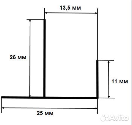 F-профиль алюминиевый 3 м 1 мм белый RAL 9010