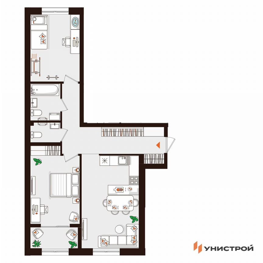 2-к. квартира, 66,7 м², 1/5 эт.