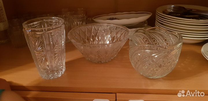 Хрустальная конфетница, посуда, вазы