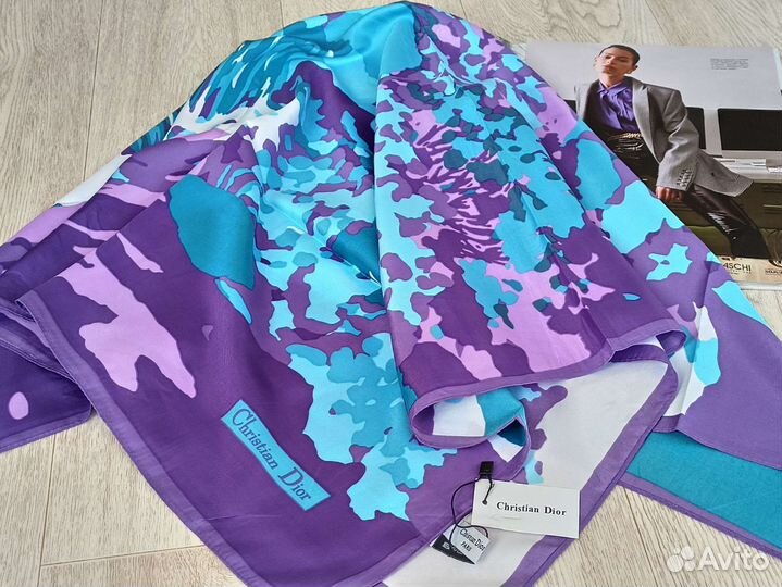 Платок Шелк Christian Dior бирюза фиолетовый 4 цв