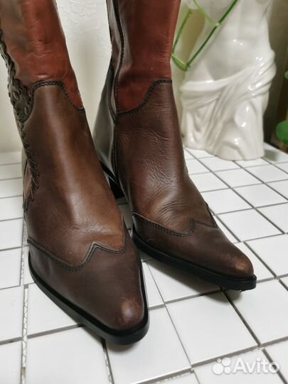Сапоги казаки кожа