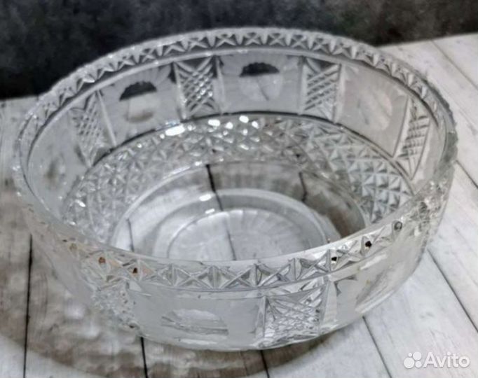 Конфетница/салатница винтажная хрусталь СССР. Торг