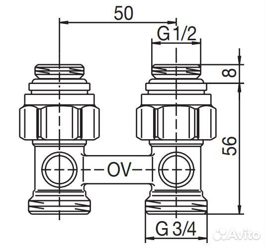 Узел, Multiflex F, прямой H-образный, 3/4