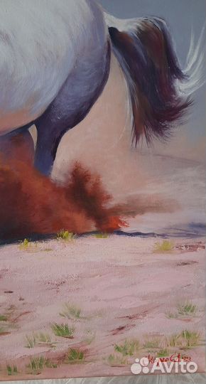 Картина холст масло животные кони лошади