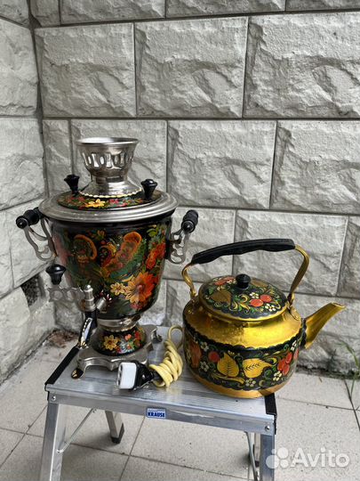 Электросамовар и чайник (расписной, под хохлому)