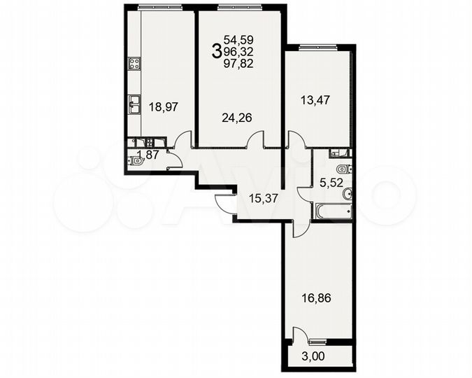 3-к. квартира, 97,8 м², 8/17 эт.