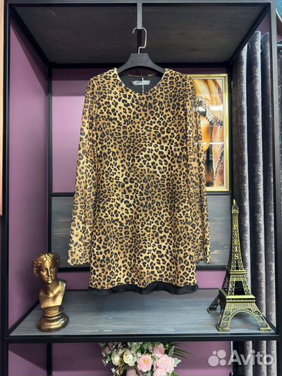 Платье мини леопардовое ллетнее