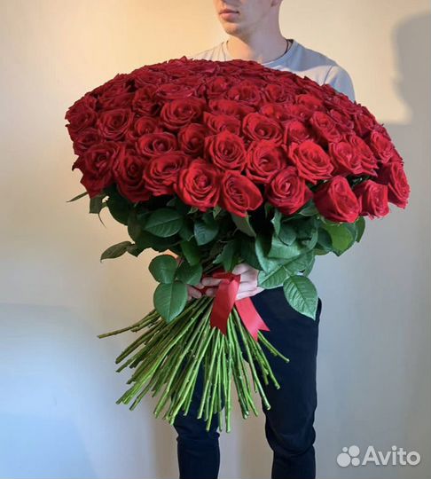 51 роза. Розы красные. Высокие розы. 60 см 70 см