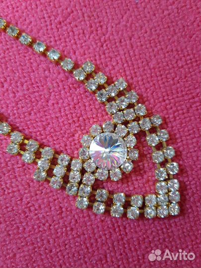 Винтаж колье Чехия, ледяное стекло