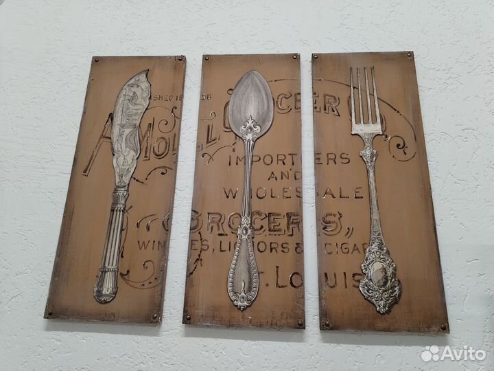 Картины с винтажной посудой для кафе и кухни 900х7