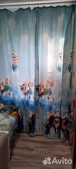 Комплект шторы и тюль холодное сердце