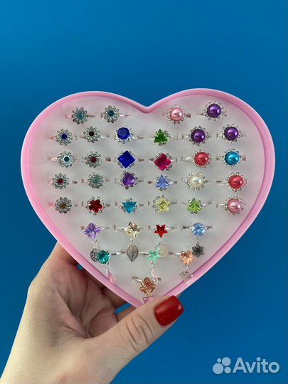 Колечки для девочки 36шт набор подарок на 8 марта