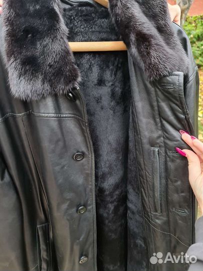 Пальто мужское кожаное