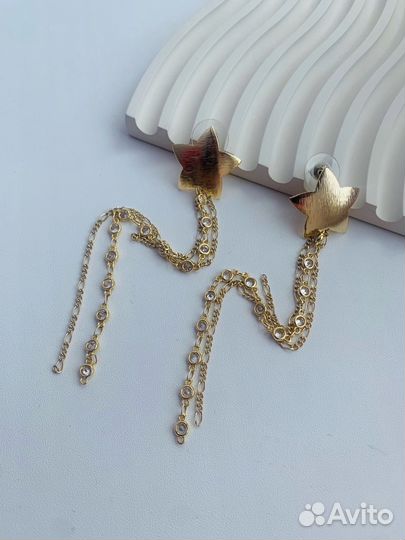 Серьги с кисточками из цепочек