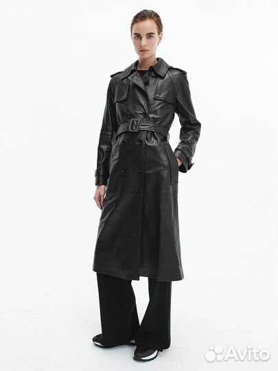 Новый женский кожаный тренч плащ Calvin Klein