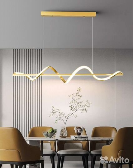 Подвесная люстра минимализм (черный, золотой)