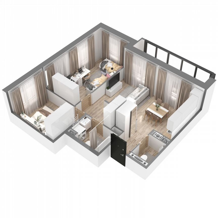 2-к. квартира, 62,5 м², 3/23 эт.