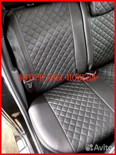 Чехлы Nissan Sentra из экокожи чёрные Ромб