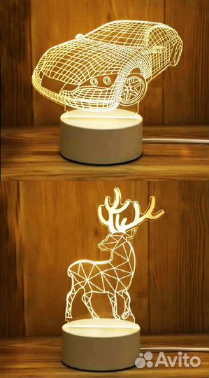 Декоративная лампа. 3D светильник. Ночник