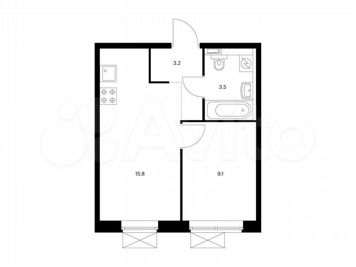 1-к. квартира, 31,6 м², 12/16 эт.