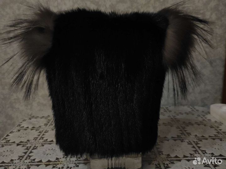 Шапка норковая вязаная женская