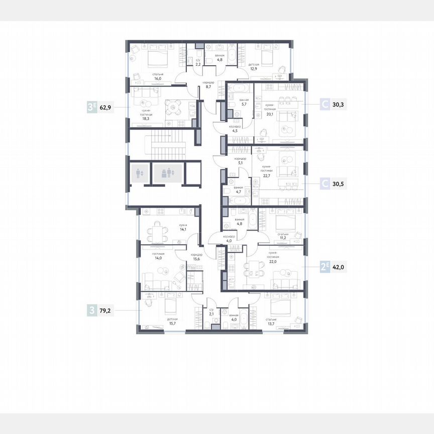 3-к. квартира, 79,2 м², 2/25 эт.