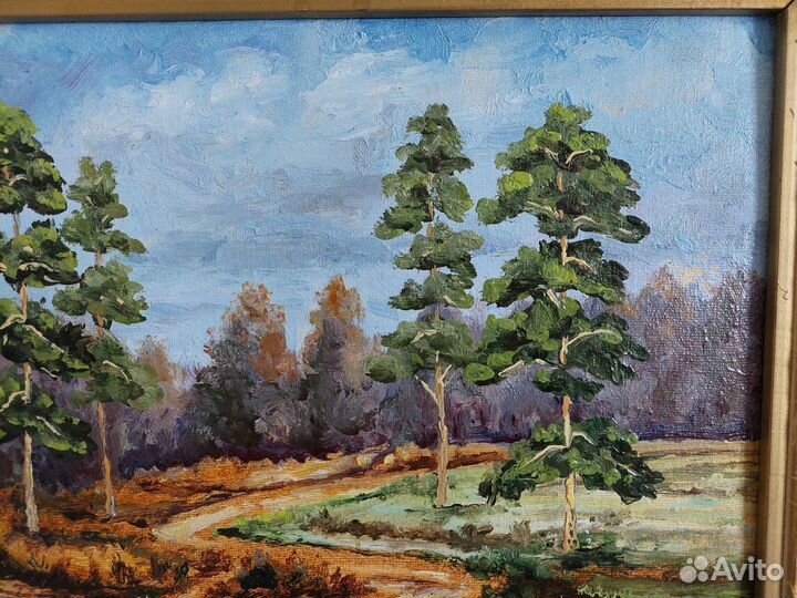 Старая картина маслом в раме