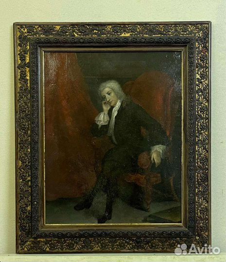 Картина старинная, портрет Вольтера, 19 век