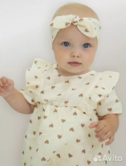 Детское муслиновое платье боди 62р-р