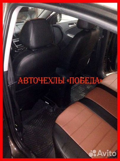 Чехлы Hyundai Solaris 1 Sd из экокожи чёрно-коричн