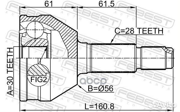 ШРУС наружный 30X56X28 chery fora A21 2006-2011