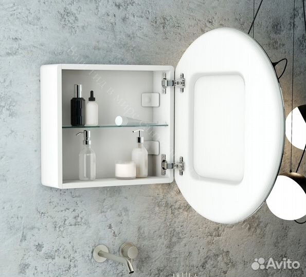 Зеркальный шкаф в ванную круглый