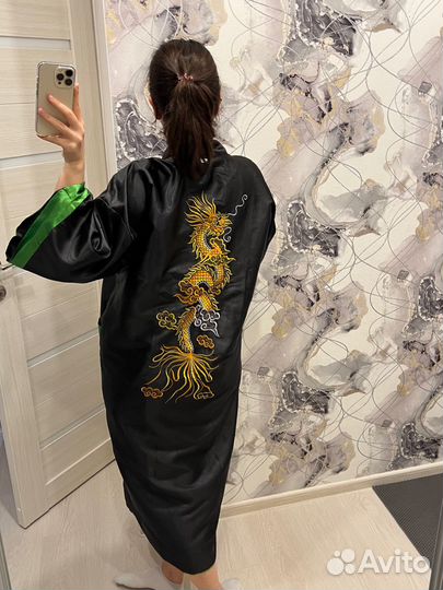 Халат женский длинный шелковый