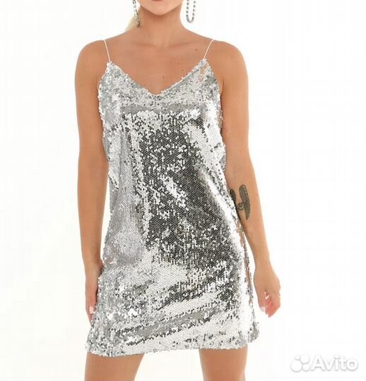 Блестящее платье мини