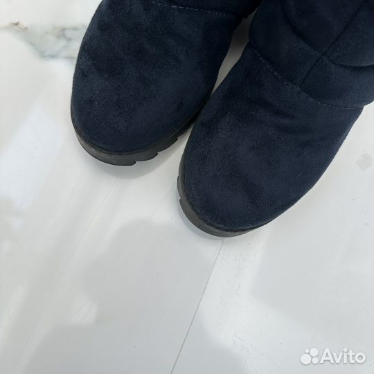 35 Дутики сапоги синие замшевые зимние женские