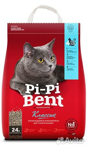 Наполнитель Pi-pi-bent комкующийся 5кг, 10кг