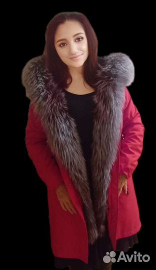 Пальто-парка с натуральным мехом внутри