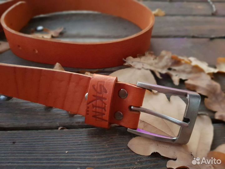 Ремень мужской кожаный винтажный skinner