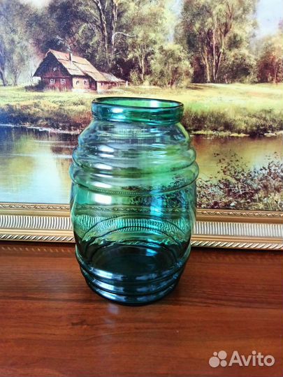 Ваза на ножке, винтаж, стекло