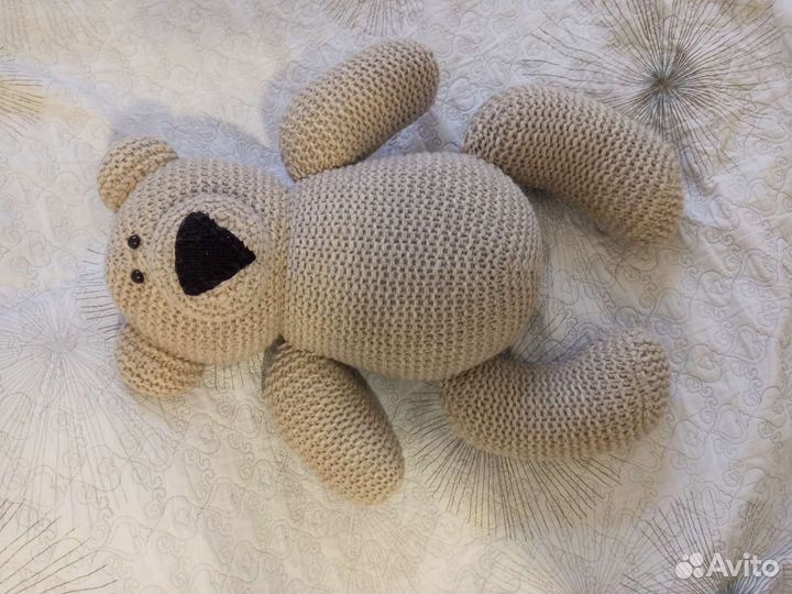 Медведь вязаный, натуральная шерсть 50