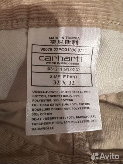 Вельветовые джинсы Carhartt