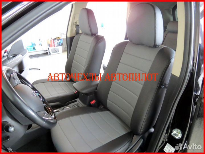 Чехлы Автопилот Mitsubishi L200 из экокожи чёр-сер