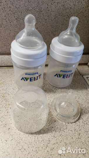 Бутылочки avent 125 мл и курносики 250мл
