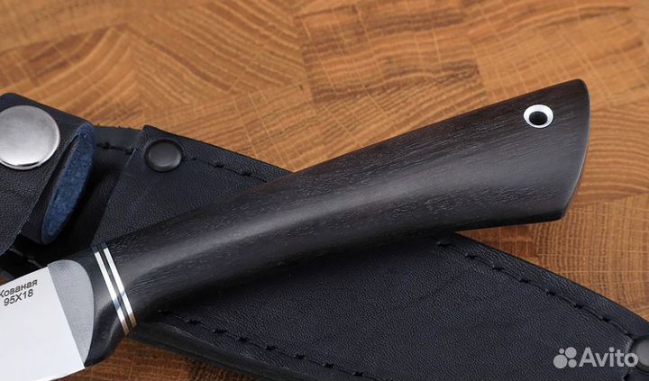 Нож Лиса сталь 95х18, рукоять черный граб